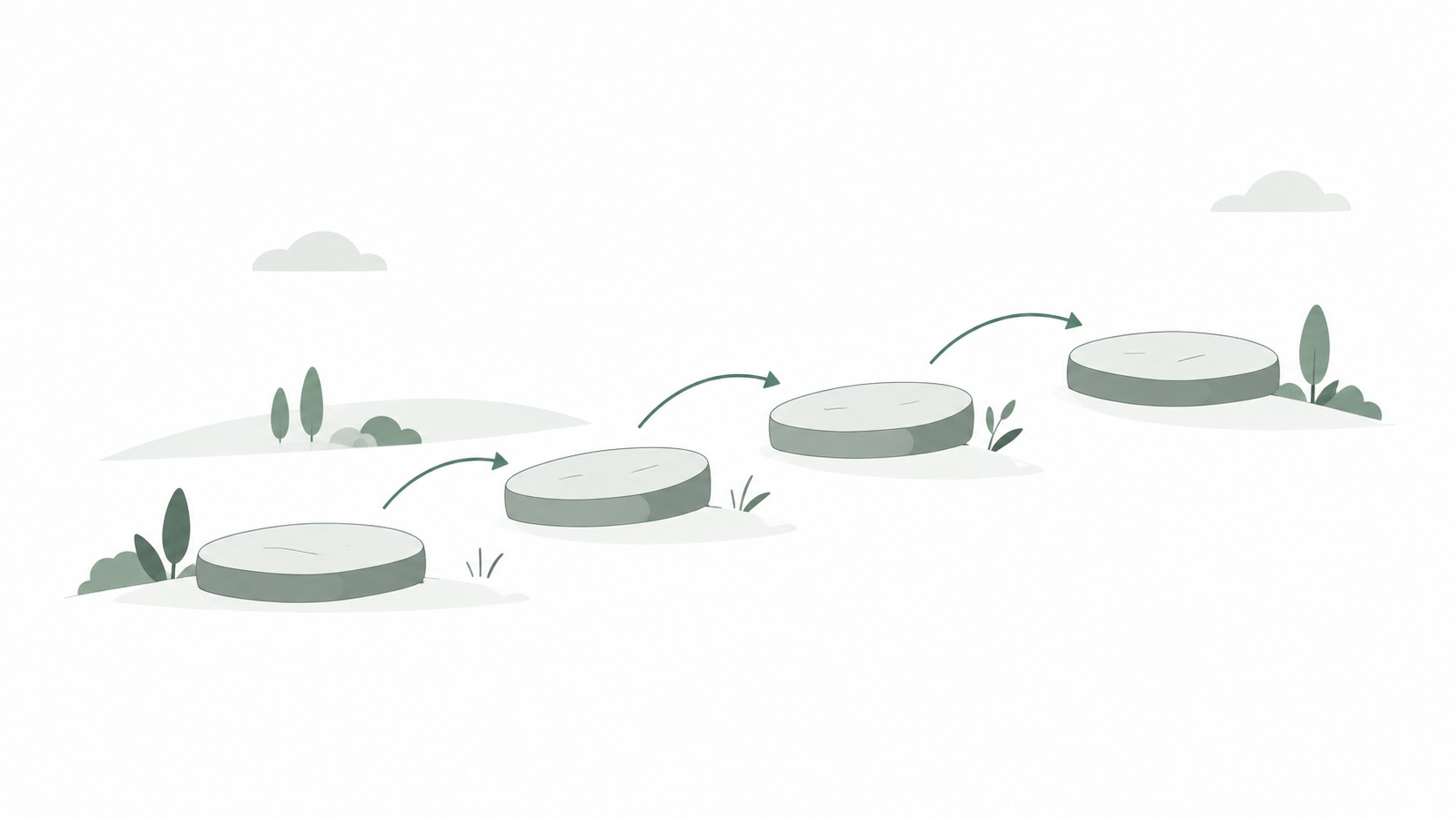 穏やかなステップアップ風景のイラスト