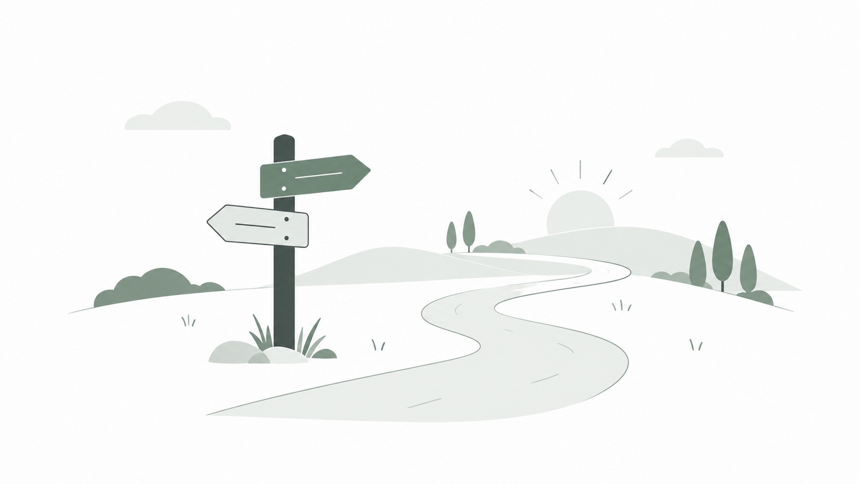 静かな旅路の道しるべのイラスト